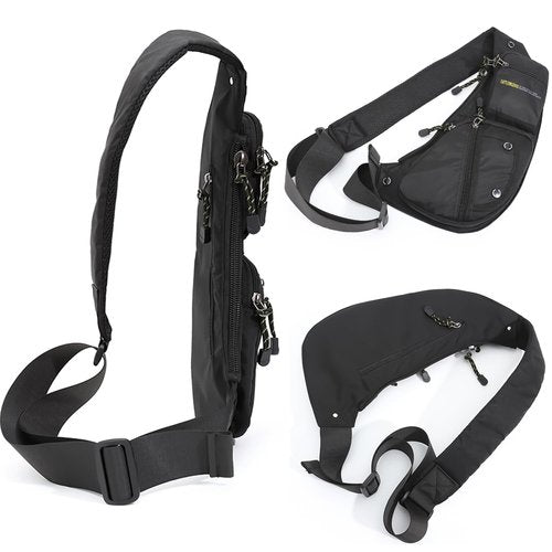 KPYWZER Nylon Sling Bag for Men Chest Bag Bicycle Travel Gym Backpack Daypack Crossbody Shoulder Bag Hiking Black