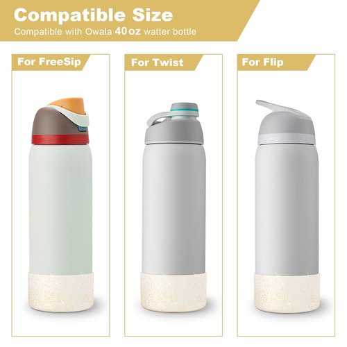 2PCS Glitter Silicone Boot for Owala Water Bottle 32 oz, Anti-Slip Protective Sleeve for Owala Twist,FreeSip and Flip Stainless Steel Water Bottle, BPA-Free, Dishwasher Safe, Accessories