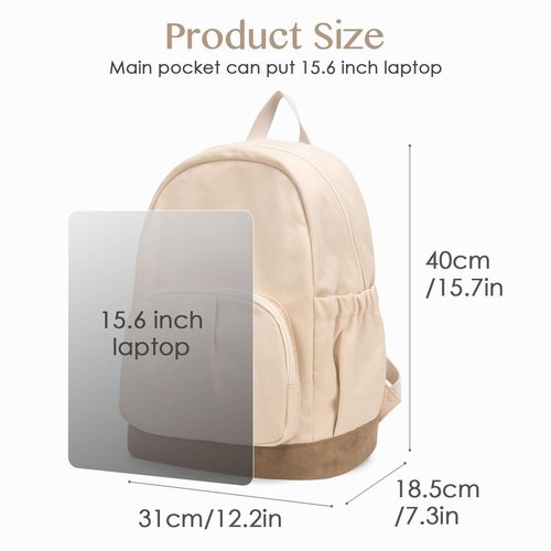 ecosmile Canvas Backpack for Women Men Lightweight Bookbag for College Aesthetic Backpack for Travel Casual Daypack
