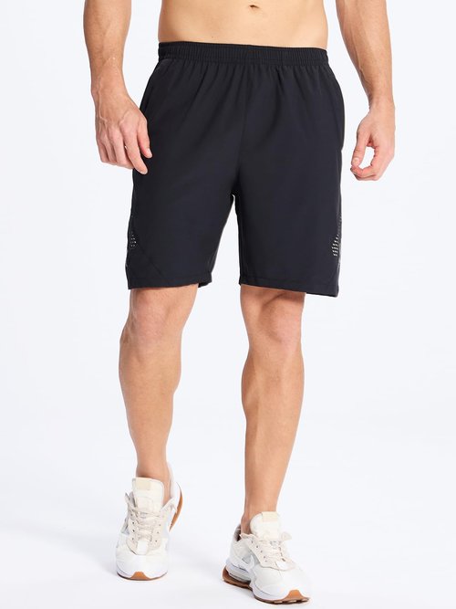 DEVOROPA Mens Athletic Running Shorts 7 Inch Lightweight Quick Dry Gym Workout Basketball Hiking Sports Shorts Zipper Pockets Black XL