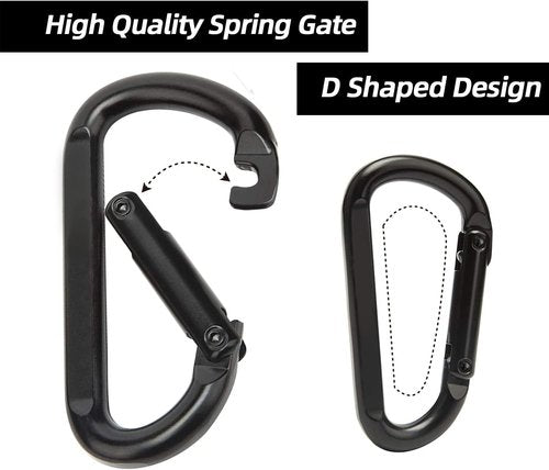 Heavy Duty Carabiner Clips, 880lbs - 3" Iron Carabiners for Keys, Gym, Camping, Hiking Accessories - D-Ring Keychain Hooks for Hammocks, Backpacks, Outdoor Gear