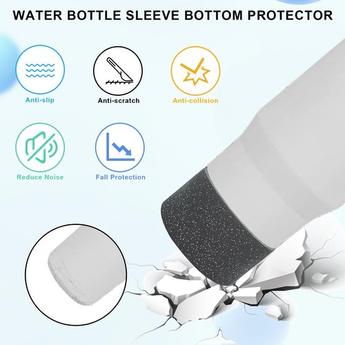 Protective Glitter Silicone Boot Bling Anti Slip Sleeve Water Bottle Sleeve Bottom Protector for Stanley Tumbler 20-40oz Hydro Flask 12-24oz and More Bottles Tumblers with 2.95in Bottom (Black)