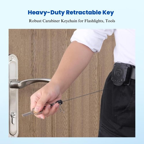 Military Tactical Gear Retractor, Molle Tactical Gear Tether, and a Retractable Key/Multi-Tools Holder (Black)