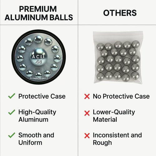 Aluminum Balls in 68 Caliber Solid Resuable Seamless Paintballs for High Impact, Training, Target Practice and Defense .68 Cal. (20 pcs)