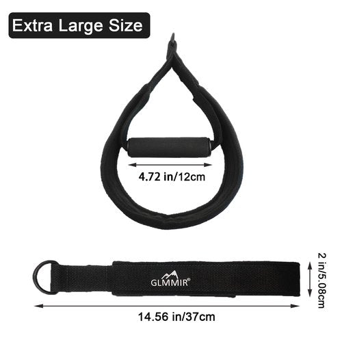 GLMMIR Pilates Double Loop Straps for Pilates Reformer, Fitness Metal D Ring Straps Handle, Pilate Accessories Yoga Wristbands Exercise Straps for Gym Home Workout 2PCS - Black with Handle