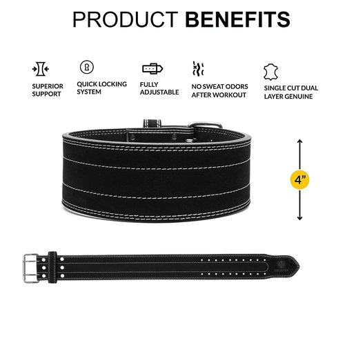 Men & Women Weight Lifting Belt, 100% Genuine Leather Weightlifting Belt, Comfortable Squat Belt, Deadlift Belt or Powerlifting Belt, Workout Belt for Strength Training