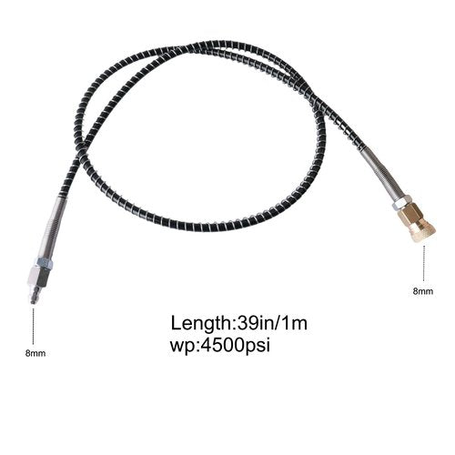 Paintball Fill Whip Hose Extension,39in Paintball Filling Adapter Hose Equipment with 8mm Male and Female Qick Connector