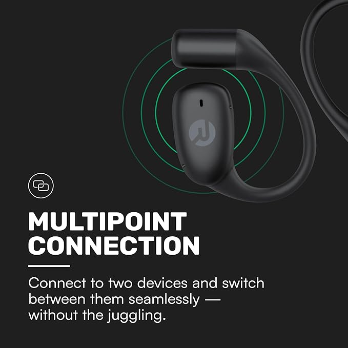 Raycon Essential Open Earbuds – True Wireless Open Ear Bluetooth 6.0 Headphones, Ultra-Lightweight, Comfort Hook Design, IPX5 Water Resistant, 36 Hours of Battery Life (Black)