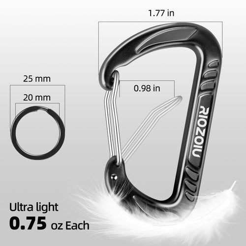 Carabiner Clips, 12KN (2697lbs) Heavy Duty, 4pcs Hook Rings, Caribeaners for Hiking, Outdoor, Keychain, Camping, Dog Leash and Harness, ect.(Black 4pcs)