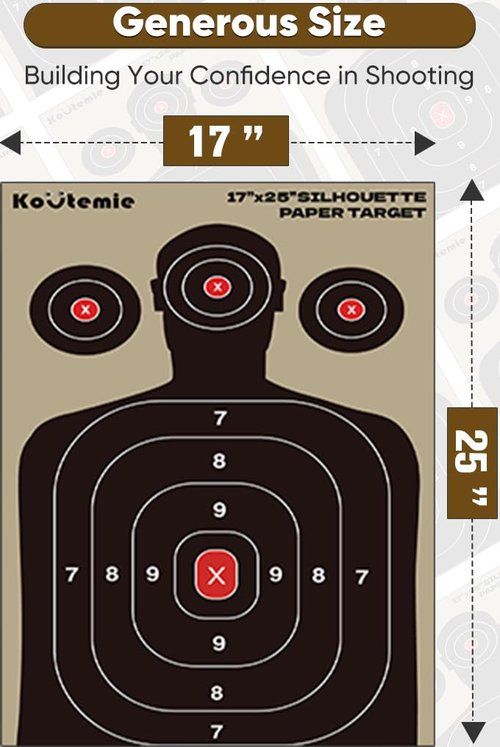 Koutemie Shooting Targets — 10 Pack 17 X 25 Inch Paper Silhouette Splatter Targets for Range for Handguns, Rifles, Pistols, Airguns, BB Guns, Pellet Guns