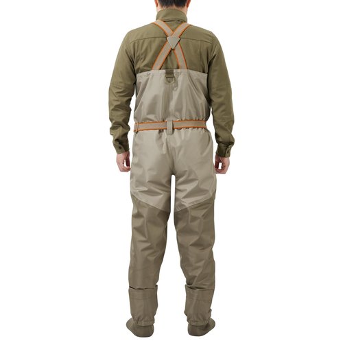 BASSDASH Men’s IMMERSE Tan Waders Waterproof Breathable Fly Fishing Stocking Foot Chest Waders for Hunting Lightweight