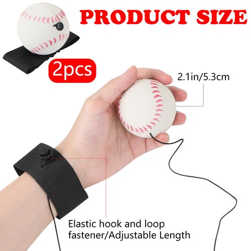 MIDELONG Wrist Return Ball, 2.4 Inch Wrist Balls on a String Rubber Rebound Bouncy Wristband Balls Sports Wrist Return Ball on Elastic String for Adult Wrist Exercise Play, Pack of 2