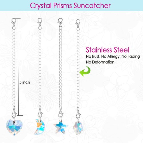ESWEUOOM Silver Moon and Star Heart Love Charms for Stanley Cup, Diamond Accessories for 40 oz 30 oz, Cute Women Bling Tumbler Charms, 4 Pack Water Pendant for Handle Chain (Heart)