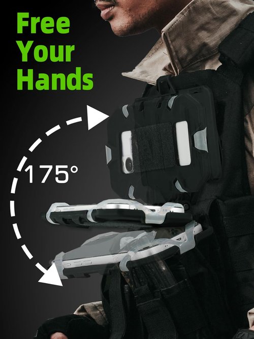YHKEMA Tactical Plate Carrier Vest Attachments, Chest Phone Board Carrier Foldable Navigation Board for Outdoor Paintball Airsoft Hunting Game, Universal Chest Mount for Screen Size 4.7"-6.7" (Green)