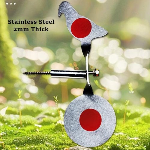 Wingswinmax Bigger Bird Spinner Air Gun Target 19.3cm/7.6" Slingshot Target 360° Rotating Screwed-Type Steel OR Stainless Steel Plinking Target Bird BB Air Gun Target (Silver Stainess Steel 2mm)