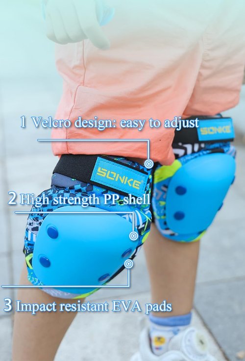 SONKE Kids/Youth Protective Gear Set, Child Knee Pads Elbow Pads Wrist Guards for 4-9 Years Set for Roller Skating, Cycling, Skateboarding, Scooter Riding Sports (Pink)