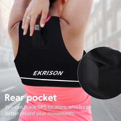 EKRISON Running Vest Chest, Running Sport Gear for Outdoor Sports Athletes Lightweight Gym Sports Bra Vest with Reflective Strip for Men Women, Small Black