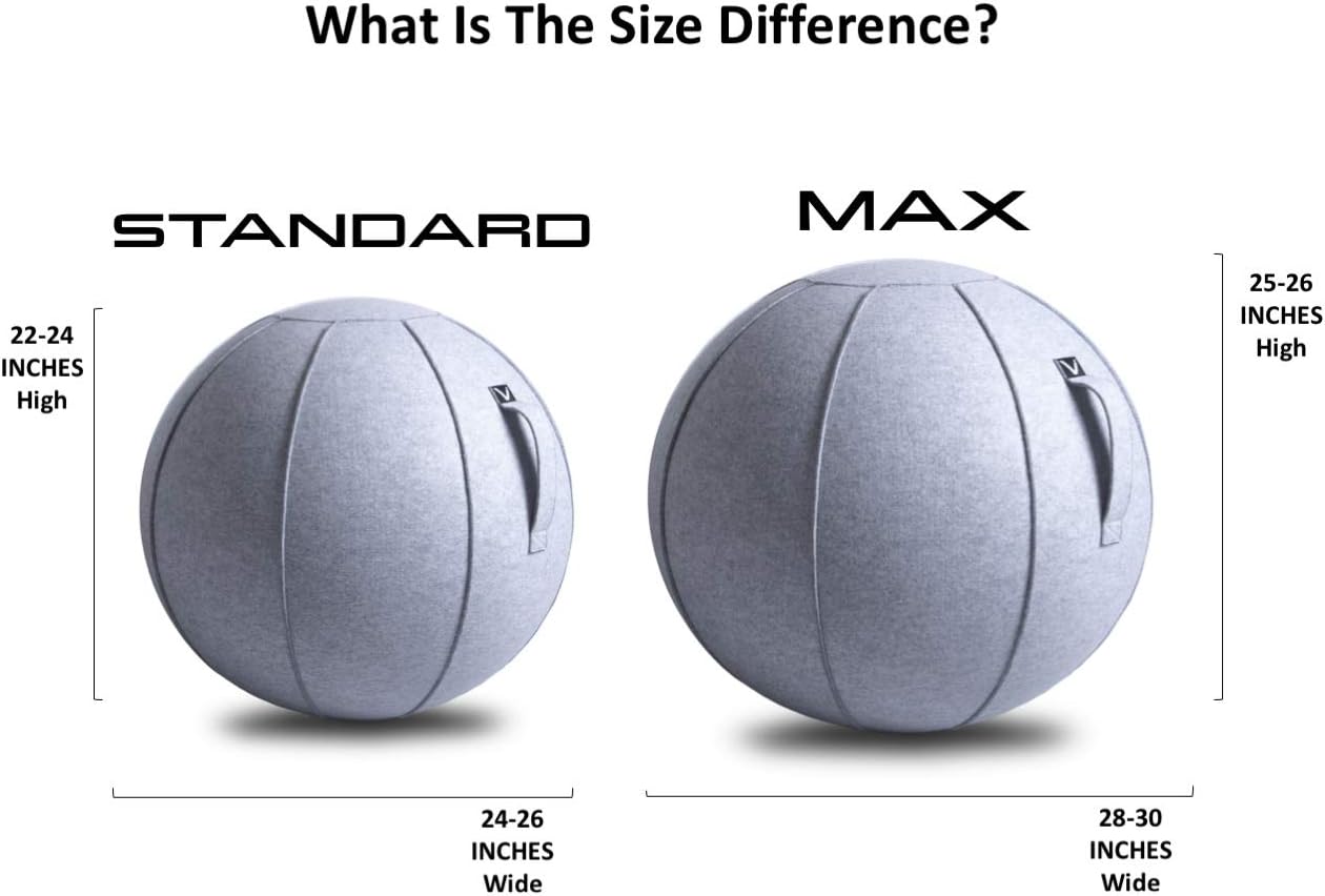 Vivora Luno Premium Ergonomic Sitting Ball Chair, Felt, Max Size (25 to 26 inches), for Home Offices, Balance Training, Yoga Ball, Posture Improvement