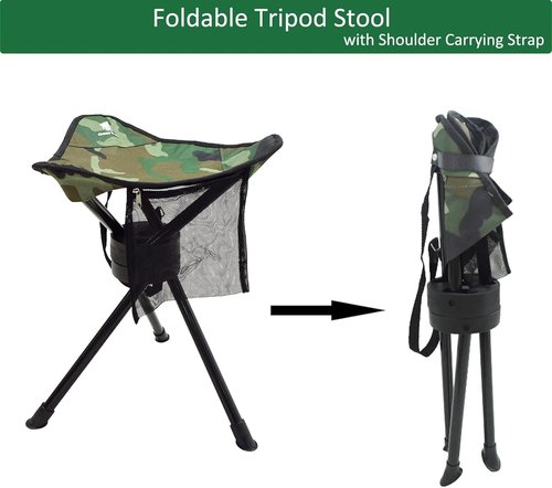 GEERTOP Portable Camping Swivel Folding Stool Seat Foldable Camp Tripod Chair Outdoor Survival Gear for Hiking Fishing Hunting Travel