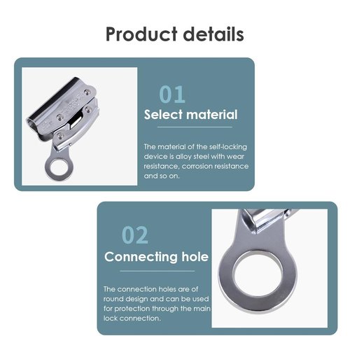 Wokyo Self Locking Rope Grab, Climbing Anti Fall Equipment for 0.47-0.63 in Diameter Rope, Self Locking Equipment for Rocking Climbing, Exploring Holes, Working at Height Anti-Drop Protection(2 Pack)