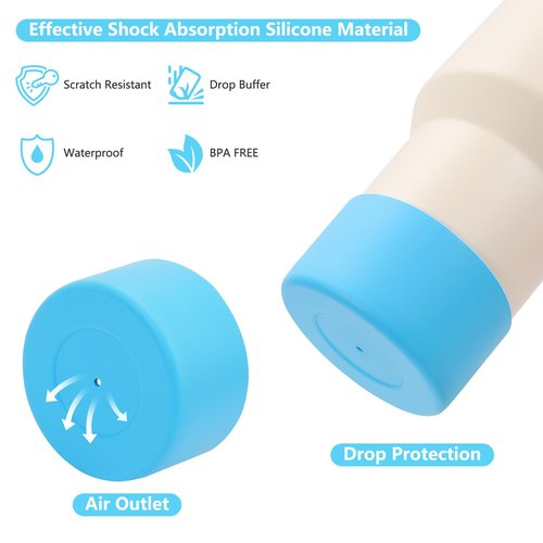 Amintiri Silicone Stanley Cup Boot, Lipstick Holder, 2 x Straw Cover, 2 x Charms for Stanley 40oz & 30oz Tumbler (Blue)