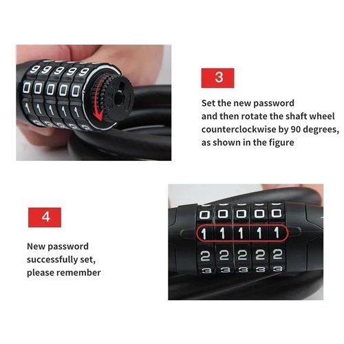 CFIKTE Bike Lock: 5 Digit Combination High Security Anti Theft Bike Chain Lock,Heavy Duty Resettable Keyless Bicycle Lock for Bike, Motorcycle, Scooter, Door & Gate (Chain Length: 120cm (47.24 inch))
