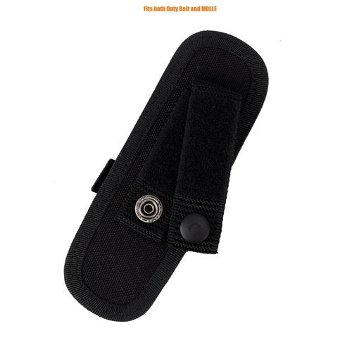TACNEX Compact Tactical Flashlight Holster Duty Belt Flash Light Pouch MOLLE Vest Backpack Light Holder Adjustable Torch Carrier Stretchable Light Sheath fit 1"-1.25" Barrel Dia Vertical Carry BK