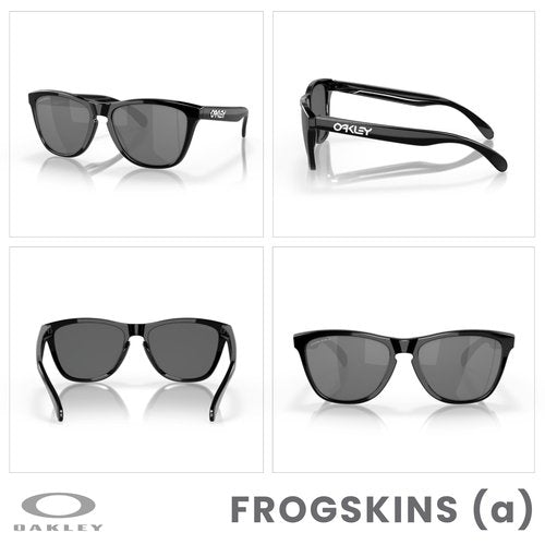 OAKLEY Frogskins (a) OO9245 924562 54MM Polished Black/Prizm Black Square Sunglasses for Men for Women+ Bundle Accessory Leash Kit, Microfiber Pouch