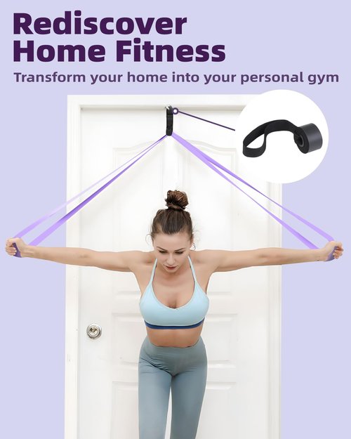 Fitense Resistance Bands Set 6PSC & 4PCS - Pull Up Bands 15-170 LBS & 5-80LBS for Men Women, Exercise Bands Resistance with Door Anchor, Training Poster & Pouch for Body Stretching, Pull Up Assist