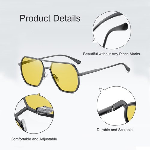 CVIODEP Polarized Sunglasses for Men-UV400 Protection Driving Fishing Climbing Aviator Sun Glasses (yellow)