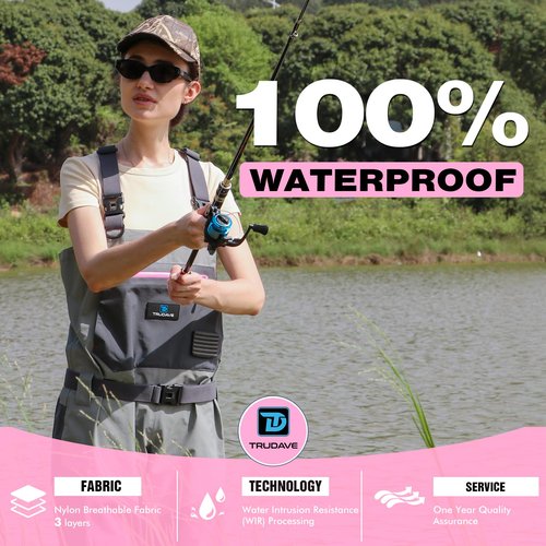 Trudave Women's Fishing Waders, Insulated Chest Waders with Stockingfoot Waterproof Neoprene Hunting Waders for Women