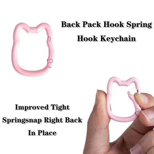 WTYONZEL 6 Pack Pink Cute Carabiner Keychain Clips Cat Shape Carabiner Clip Aluminum Ring Climbing Clips for Keychains, Water Bottle Holders, Dog Leashes and More