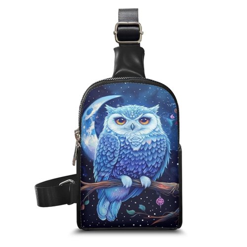 SAJJWHHR Owl Print Crossbody Sling Bag for Women Cute Fanny Pack Lightweight & Breathable Sling Backpack for Travel