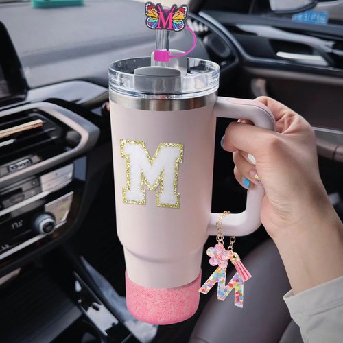 LA KEN DU Use for Stanley Cup Accessories Charms 40oz 30oz,Compatible with Stanley Cup Letter Charms for Handle Silicone Boot,Straw Cover Topper & Sticker(M)