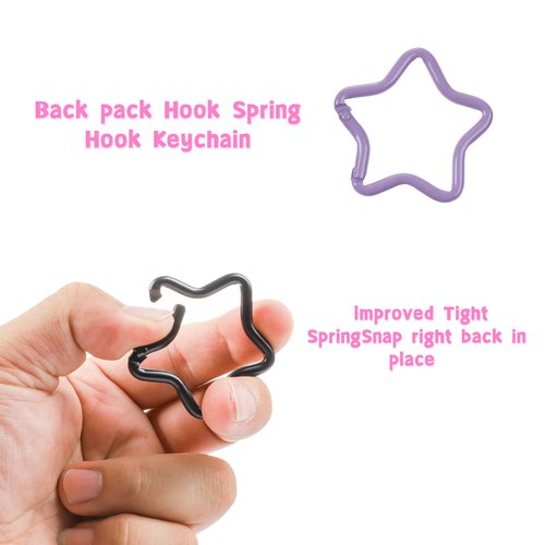 LIGHUFEIC 6Pcs Multicolor Carabiners Hook Clips Camping Accessories Buckle,Star Shape Lightweight Aluminum Caribeaners with Keychain Hook Ring