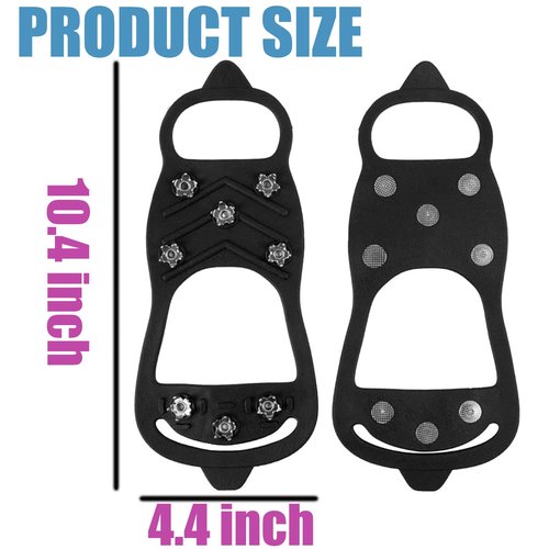 Shoe Spikes for Snow and Ice Snow Spikes for Shoes Ice Cleats for Shoes and Boots Ice Shoes Grippers (Black)