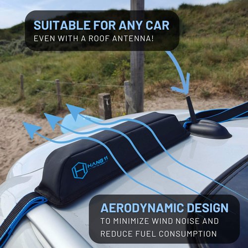 Hang 11 Surfboard Roof Rack - Fits Any Vehicle, Carries up to 3 Boards, Extra-Wide 1.5" Straps, Premium Surfboard Car Racks, Soft Universal Roof Carrier for Surf Board Paddle Board & SUP