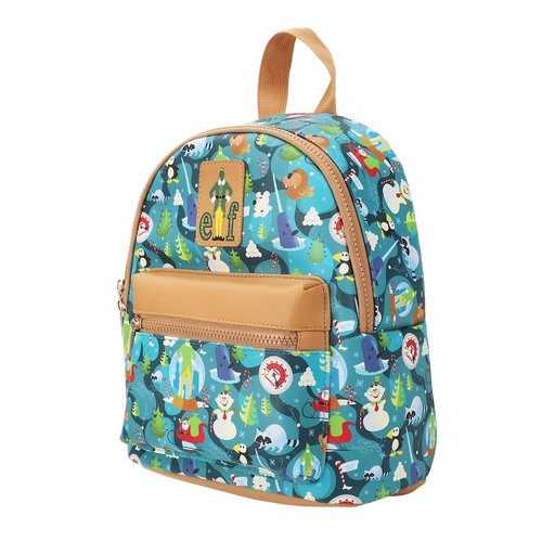 Bioworld Elf Illustrated North Pole Pattern 11.5" Mini Backpack