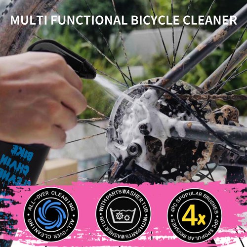 YIMAX Bike Chain Cleaner Set, Bike Cleaners Bicycle Cleaning Kit 120ML Dry Chain Lube and 500ML Cleaning Spray Bike Chain Lubricant with Brushes Cycling Maintenance, Suitable for All Types of Bike