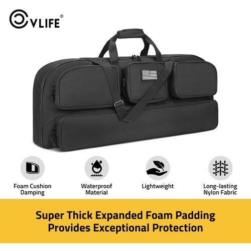 CVLIFE 37" Compound Bow Case, Bow Bag Soft Bow Case Compact Arrow Case with Thick Foam Padding, Includes Backpack Strap, Shoulder Straps Archery Bow Case with Arrow Pocket for Gear Protection, Black