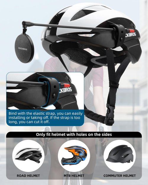 ROCKBROS Bike Helmet Mirror 5.5cm HD Mirror, Flexible Frame, Detachable Design, MTB Helmet Mirror for Bicycle Cycling Helmet, Bike Accessoires