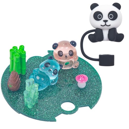 Compatible with Stanley Cup Lid Accessories Charms, Fit for 40 oz Stanley Lid Charms Decor, Cute Panda Silicone Straw Cover Cap for Stanley Tumblers for Stanley lid topper (Panda)