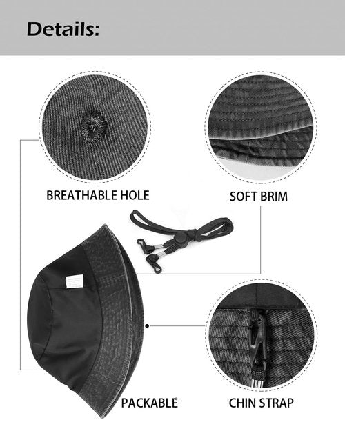 Zylioo XX-Large Washed Bucket Hat,UPF Packable Fishing Hat for Big Heads,Oversize Travel Beach Sun Hat for Women Men