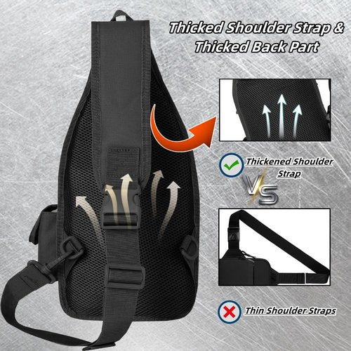 Vdones CCW Sling Bag Gun Crossbody Bag Everyday Carry Shoulder Bag Mens EDC Chest Bag
