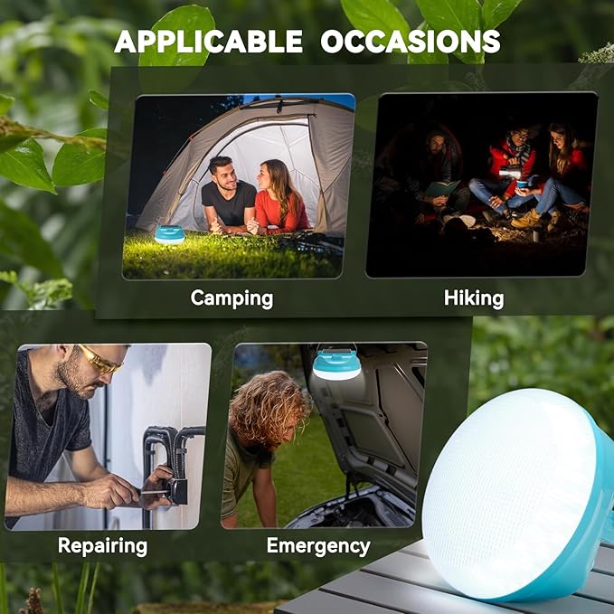 50W Solar Camping Light Rechargeable Lantern with 3 Modes Waterproof Portable Tent Lights for Power Outages Hiking Emergency