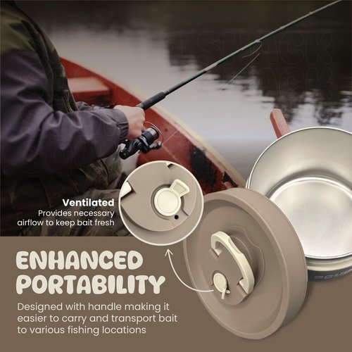 Squirm Shack Insulated Live Bait Storage - Stainless Steel, Compact, Durable, Keeps Bait Fresh and Alive (Original)
