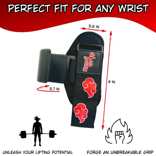 Kunaigrip Anime Weight Lifting Hooks (Pair) with Heavy Duty Wrist Straps for Men and Women - Ultimate Grip Support for Deadlifts, Pull Ups, Powerlifting, Shrugs and More
