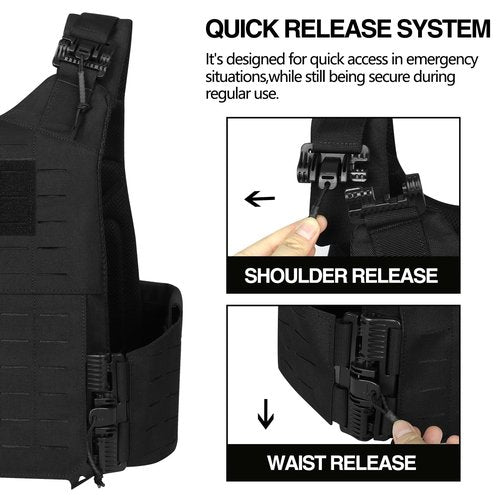 LASVENIS Tactical Vest for Men, Quick Release Lightweight Vests, Adjustable Breathable Weighted Vest