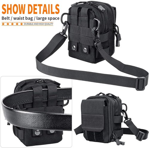 IronSeals Multipurpose Tactical Nylon Molle Utility EDC Pouch Waist Pack Detachable Strap with Flag Patch for iPhone 15 Pro Max/15 Pro/15/14 Plus/14 Pro Max/13 Pro Max/12 Pro Max/11 Pro Max