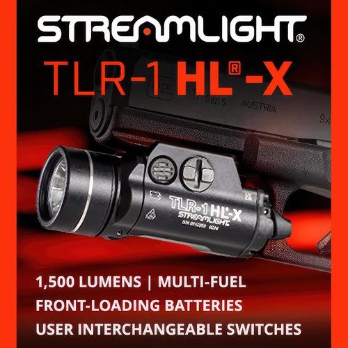 Streamlight 69500 TLR-1 HL-X 1000-Lumen 15000 Candela Rail-Mounted Tactical Weapon Light with Specific Compatibility Rail Locating Keys, Black